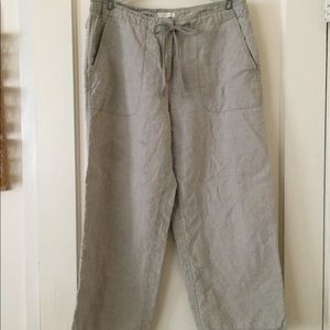 Grey/Beige Eileen Fisher wide leg crop pants